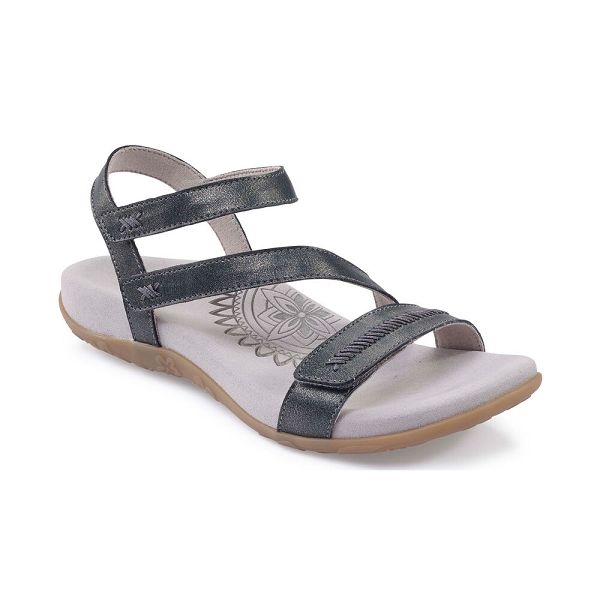 Aetrex Women's Gabby Adjustable Quarter Strap Sandals Black Sandals UK 0142-251